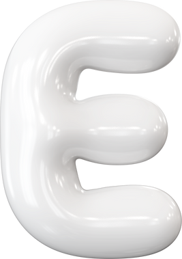 White Font Bubble Letter E