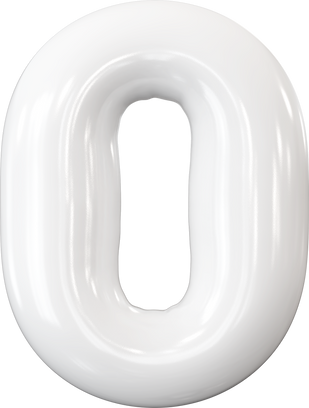 0 number white bubble 3d render